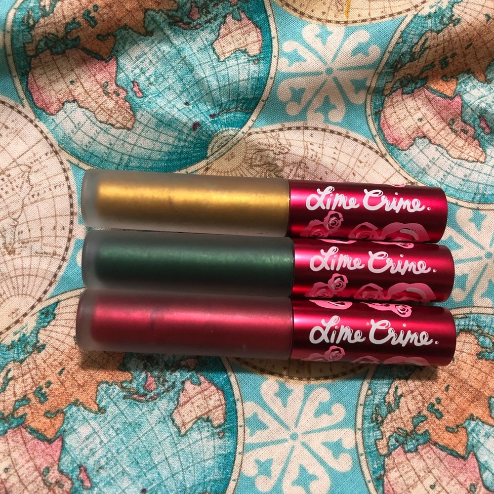 Lime Crime Metallics Bundle- Gold, Green, Red